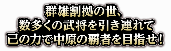 群雄割拠の世、数多くの武将を引き連れて己の力で中原の覇者を目指せ！